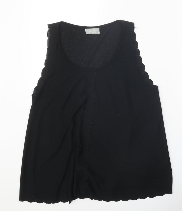 Wallis Womens Black Polyester Basic Tank Size 14 Scoop Neck