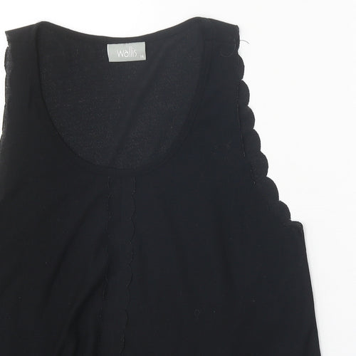 Wallis Womens Black Polyester Basic Tank Size 14 Scoop Neck