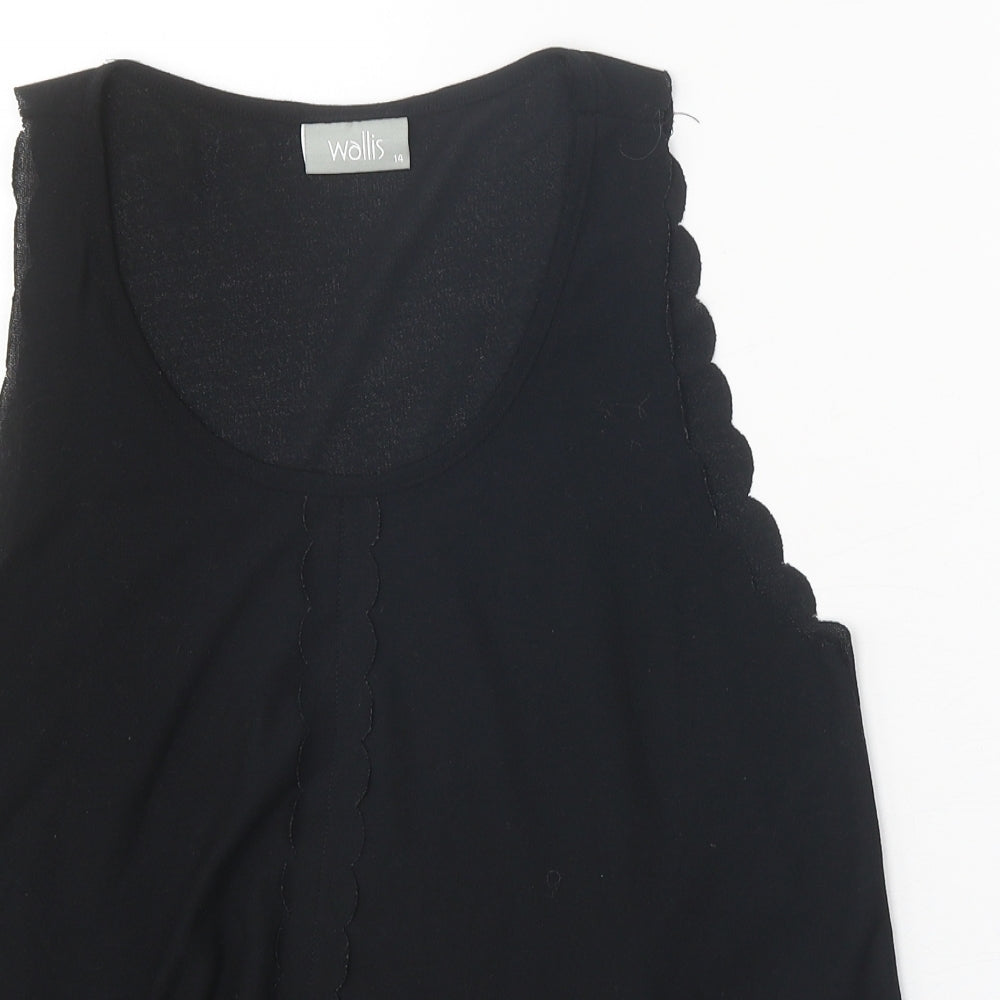 Wallis Womens Black Polyester Basic Tank Size 14 Scoop Neck