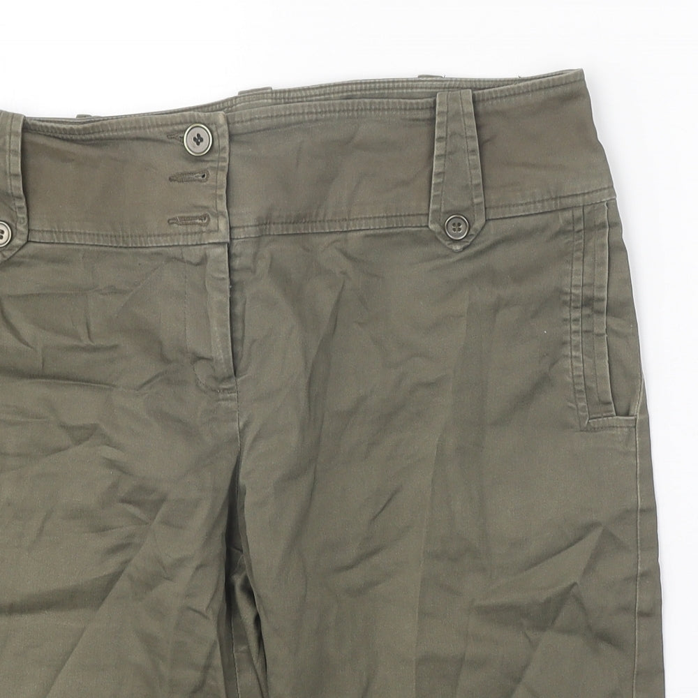 George Womens Green Cotton Chino Shorts Size 12 Regular Zip