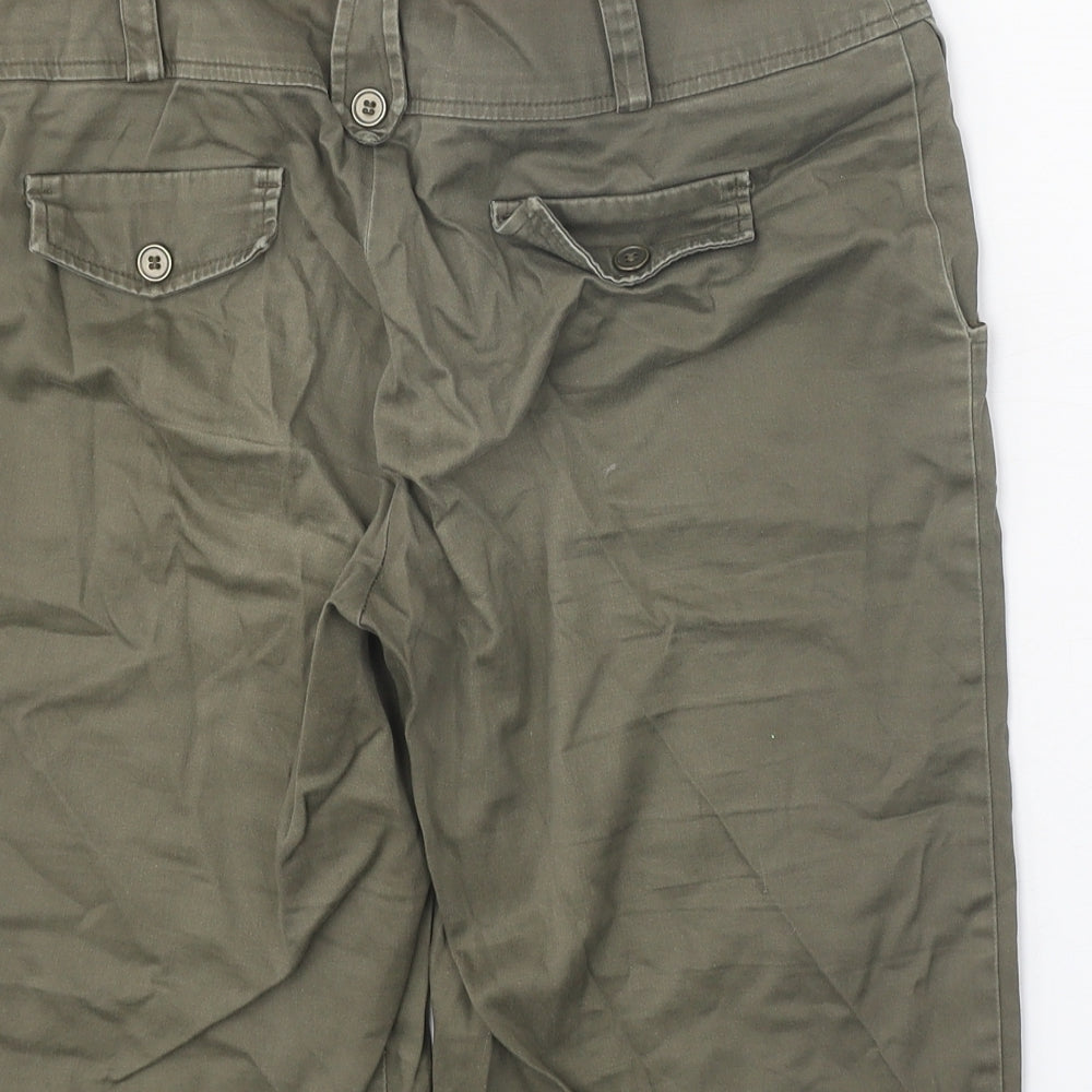 George Womens Green Cotton Chino Shorts Size 12 Regular Zip
