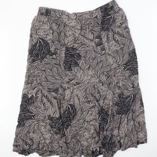 Bonmarché Womens Brown Floral Viscose Swing Skirt Size 16
