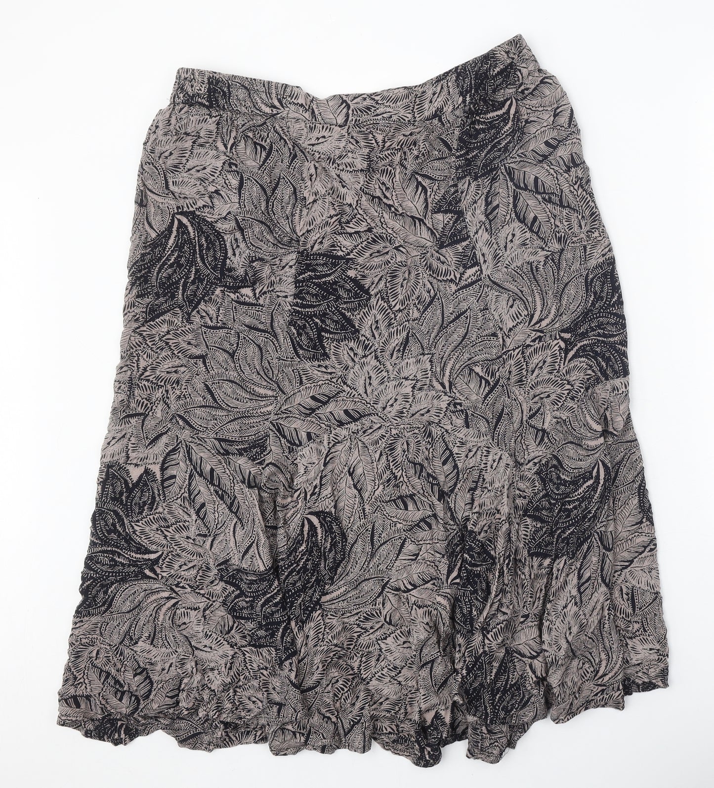 Bonmarché Womens Brown Floral Viscose Swing Skirt Size 16