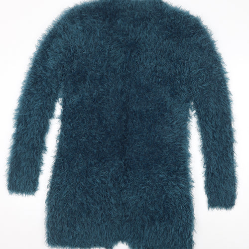 F&F Womens Blue V-Neck Polyester Cardigan Jumper Size 12 - Fluffy