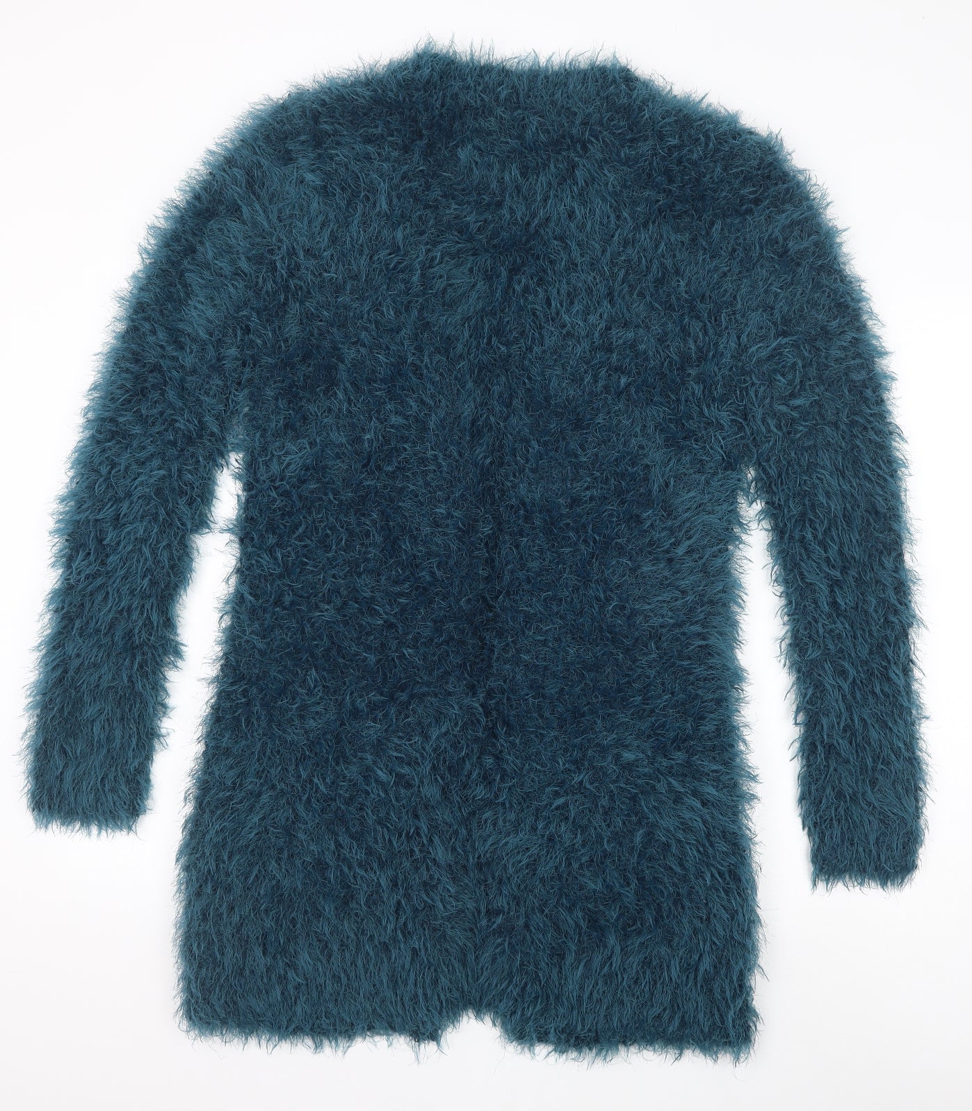 F&F Womens Blue V-Neck Polyester Cardigan Jumper Size 12 - Fluffy
