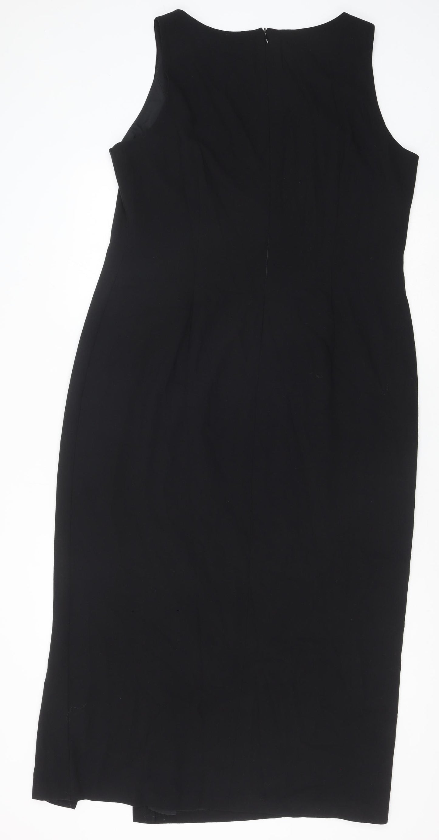 Marks and Spencer Womens Black Polyester A-Line Size 18 Round Neck Zip