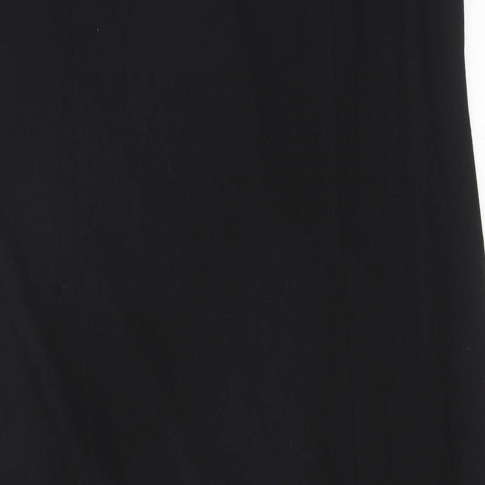 Marks and Spencer Womens Black Polyester A-Line Size 18 Round Neck Zip