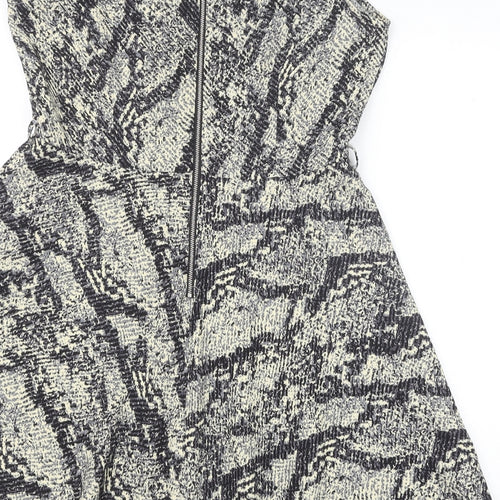 Louche Womens Black Animal Print Polyester Trapeze & Swing Size 16 V-Neck Zip - Snakeskin Pattern