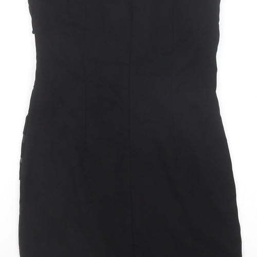 Quiz Womens Black Polyester Bodycon Size 10 Off the Shoulder Zip