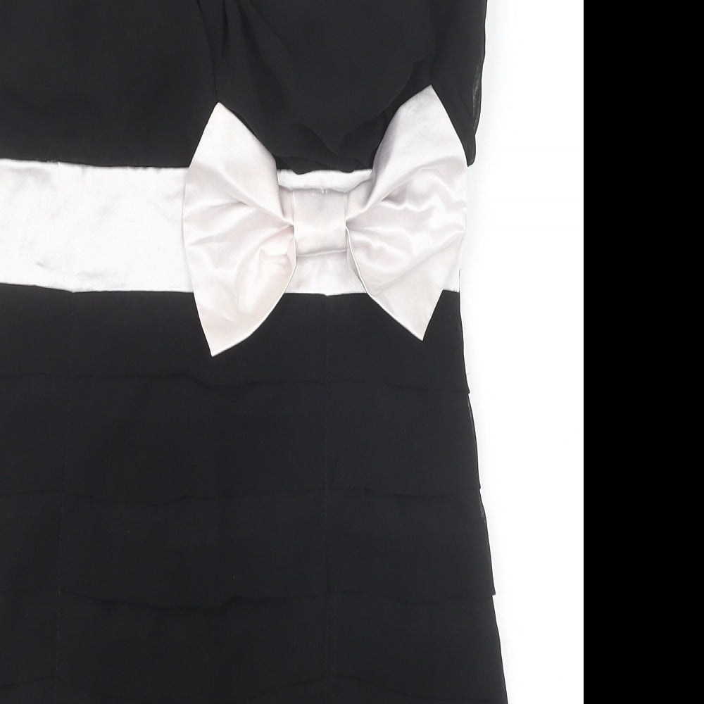 Quiz Womens Black Polyester Bodycon Size 10 Off the Shoulder Zip