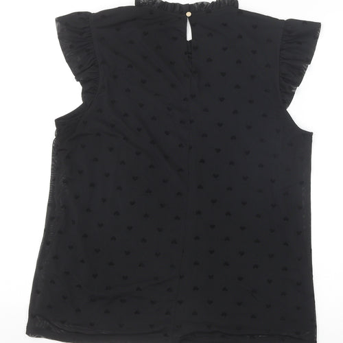 Oasis Womens Black Geometric Polyester Basic Tank Size M Scoop Neck - Hearts