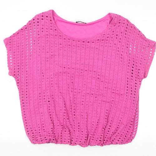 Klass Womens Pink Viscose Basic Blouse Size XL Scoop Neck