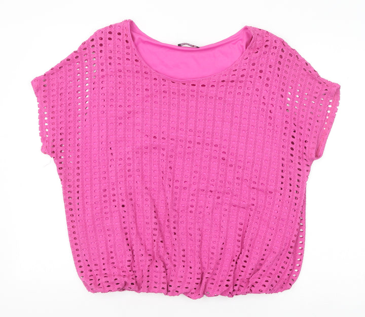 Klass Womens Pink Viscose Basic Blouse Size XL Scoop Neck