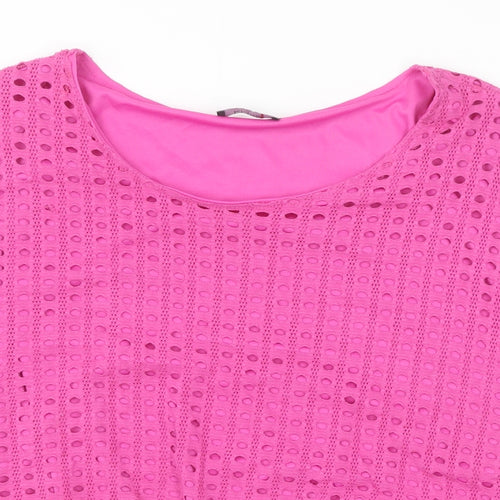 Klass Womens Pink Viscose Basic Blouse Size XL Scoop Neck