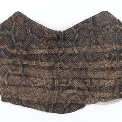 Zara Womens Brown Animal Print Polyester Cropped Tank Size L Sweetheart - Snake print