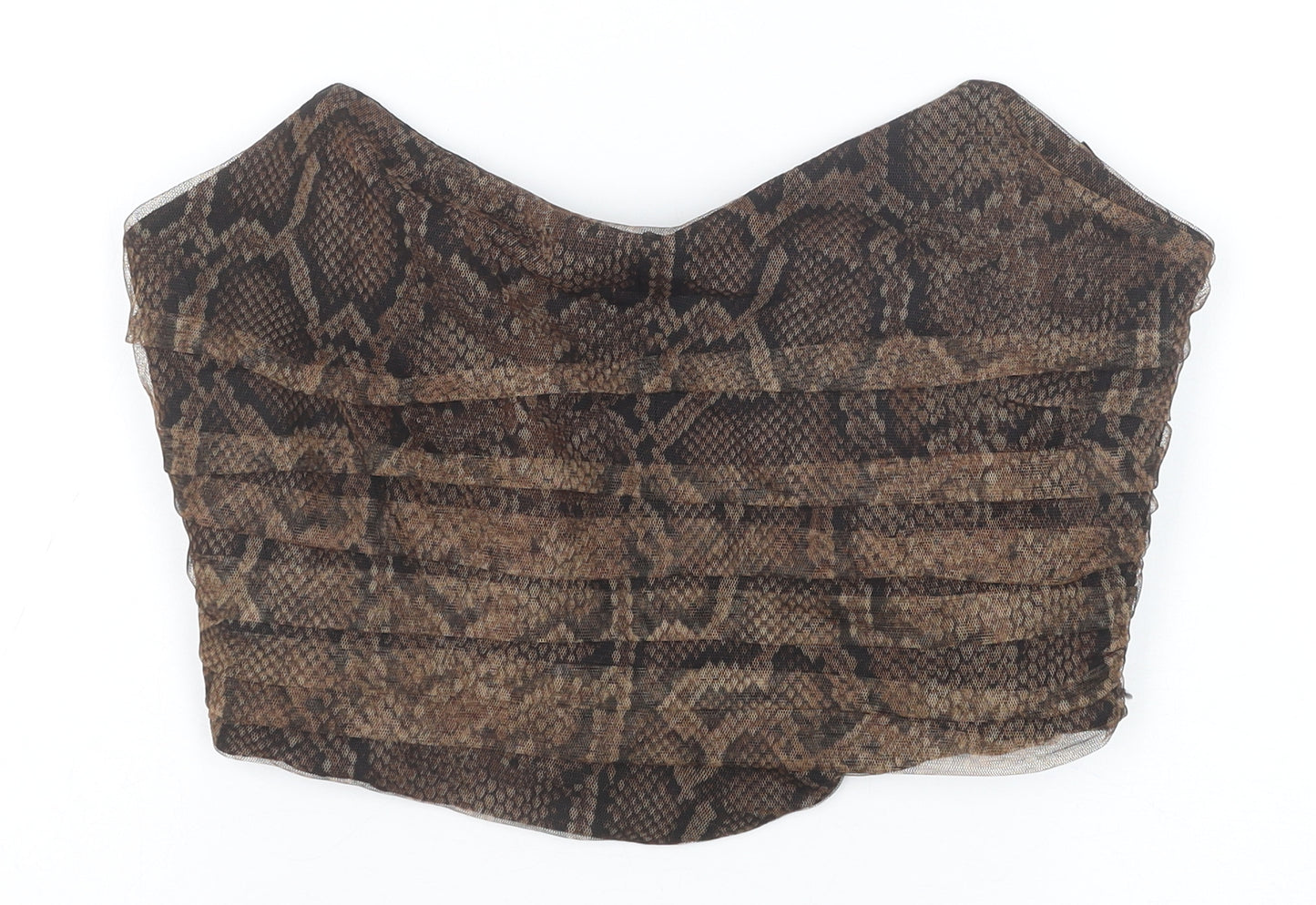 Zara Womens Brown Animal Print Polyester Cropped Tank Size L Sweetheart - Snake print