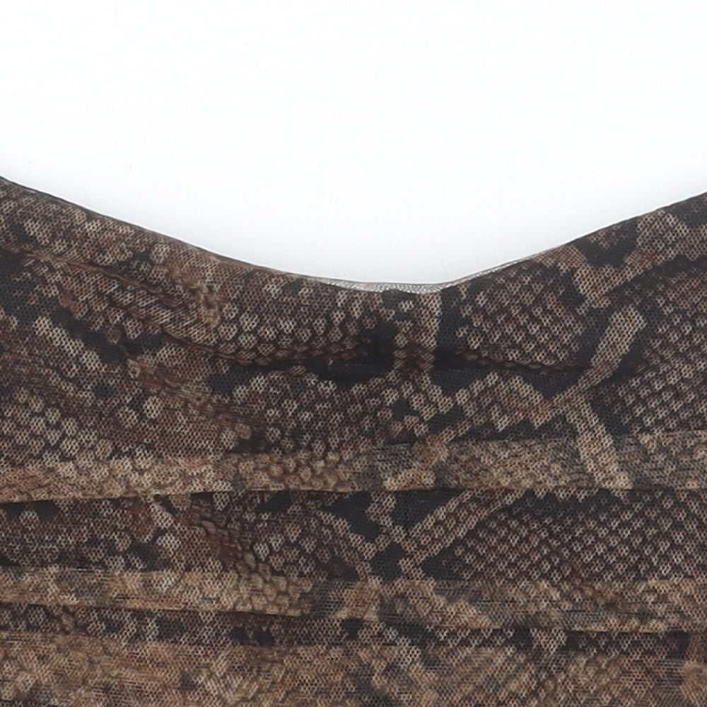 Zara Womens Brown Animal Print Polyester Cropped Tank Size L Sweetheart - Snake print