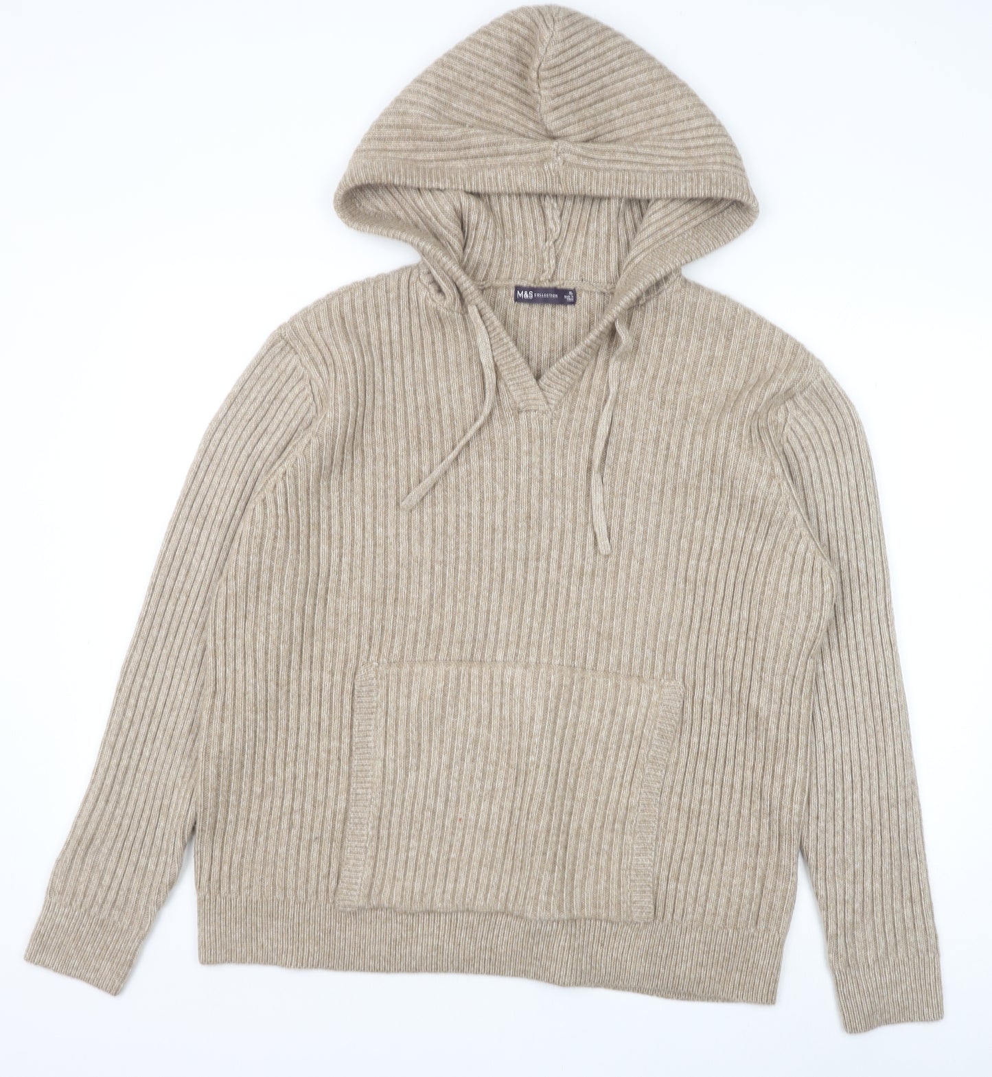 Marks and Spencer Womens Beige Round Neck Polyester Pullover Jumper Size XL