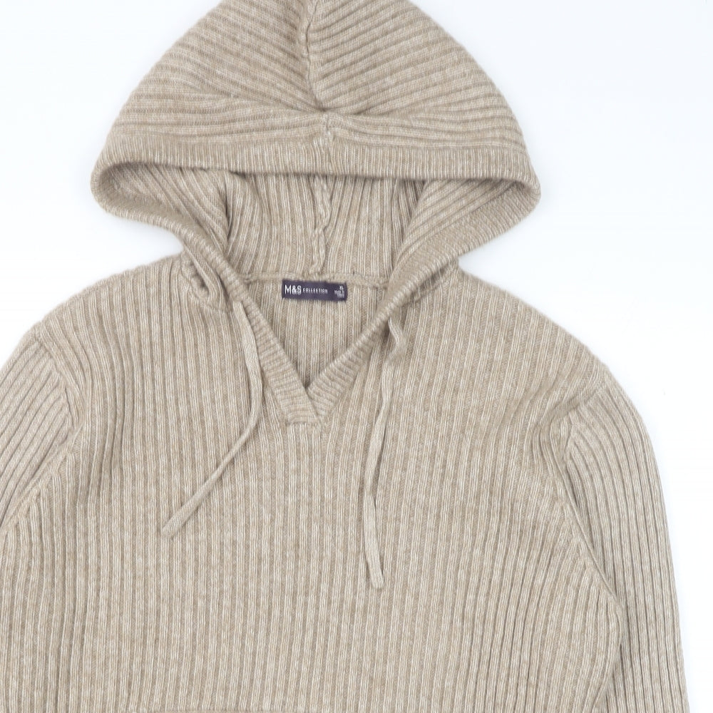 Marks and Spencer Womens Beige Round Neck Polyester Pullover Jumper Size XL