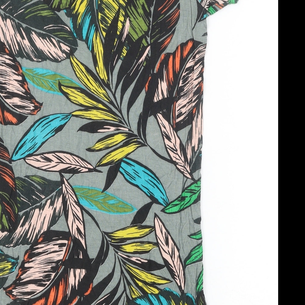 Primark Womens Multicoloured Floral Viscose T-Shirt Dress Size 10 Round Neck Pullover - Cold Shoulder