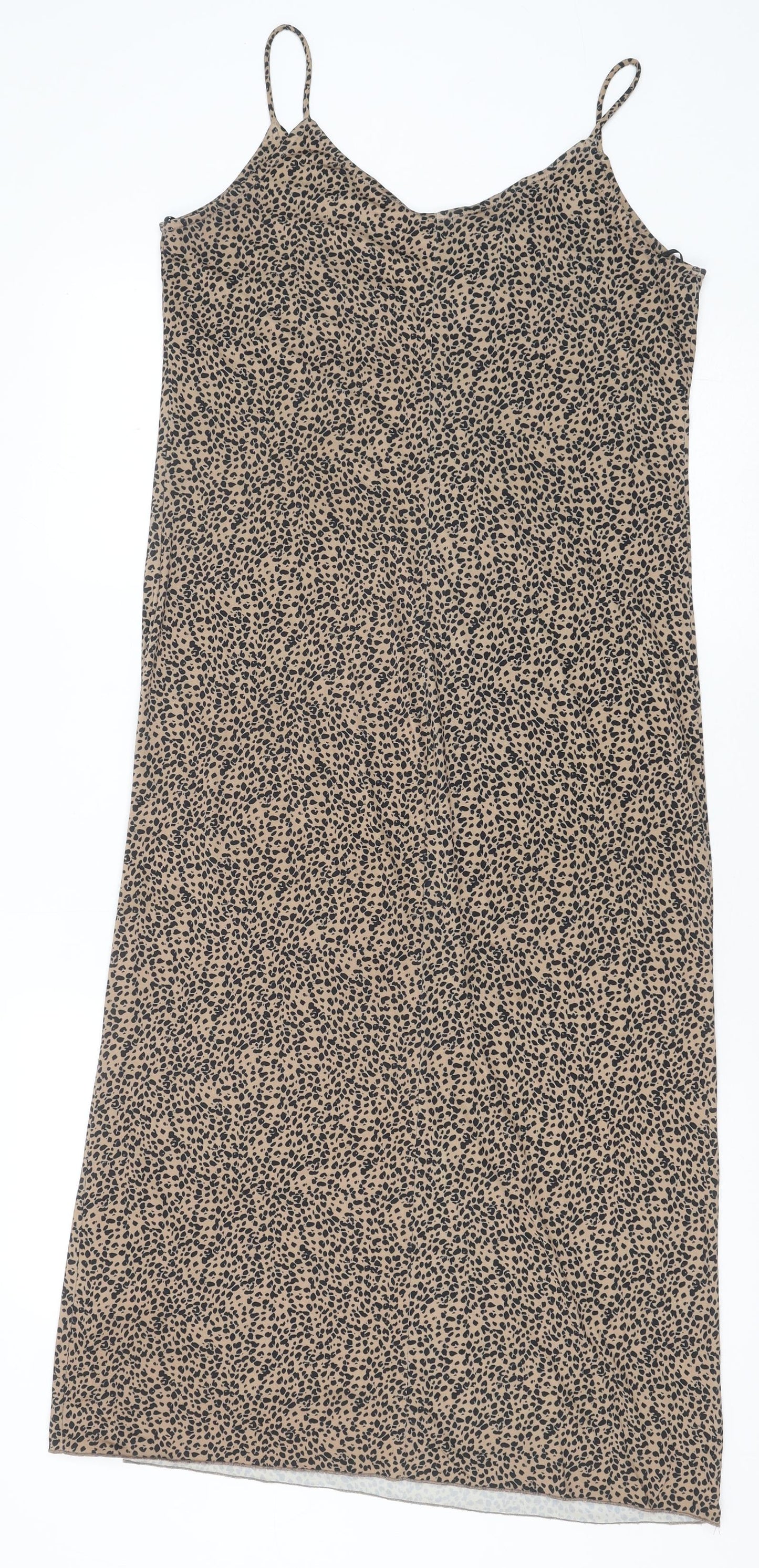eseOese Womens Brown Geometric Polyester Slip Dress Size S V-Neck Pullover