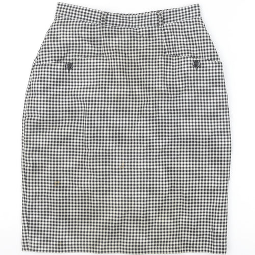 Kays Womens Black Check Polyester Straight & Pencil Skirt Size 12 Zip