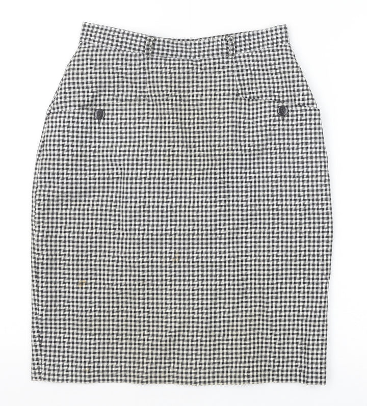Kays Womens Black Check Polyester Straight & Pencil Skirt Size 12 Zip