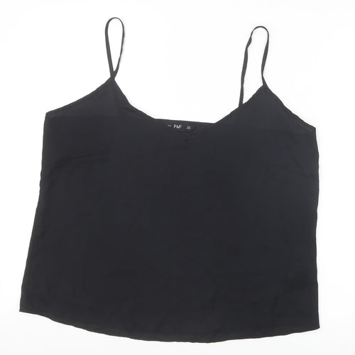 F&F Womens Black Polyester Camisole Tank Size 14 V-Neck