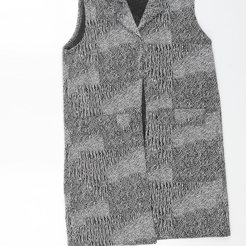 Cameo Rose Womens Grey V-Neck Geometric Polyester Cardigan Jumper Size 10