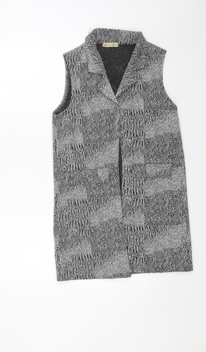 Cameo Rose Womens Grey V-Neck Geometric Polyester Cardigan Jumper Size 10