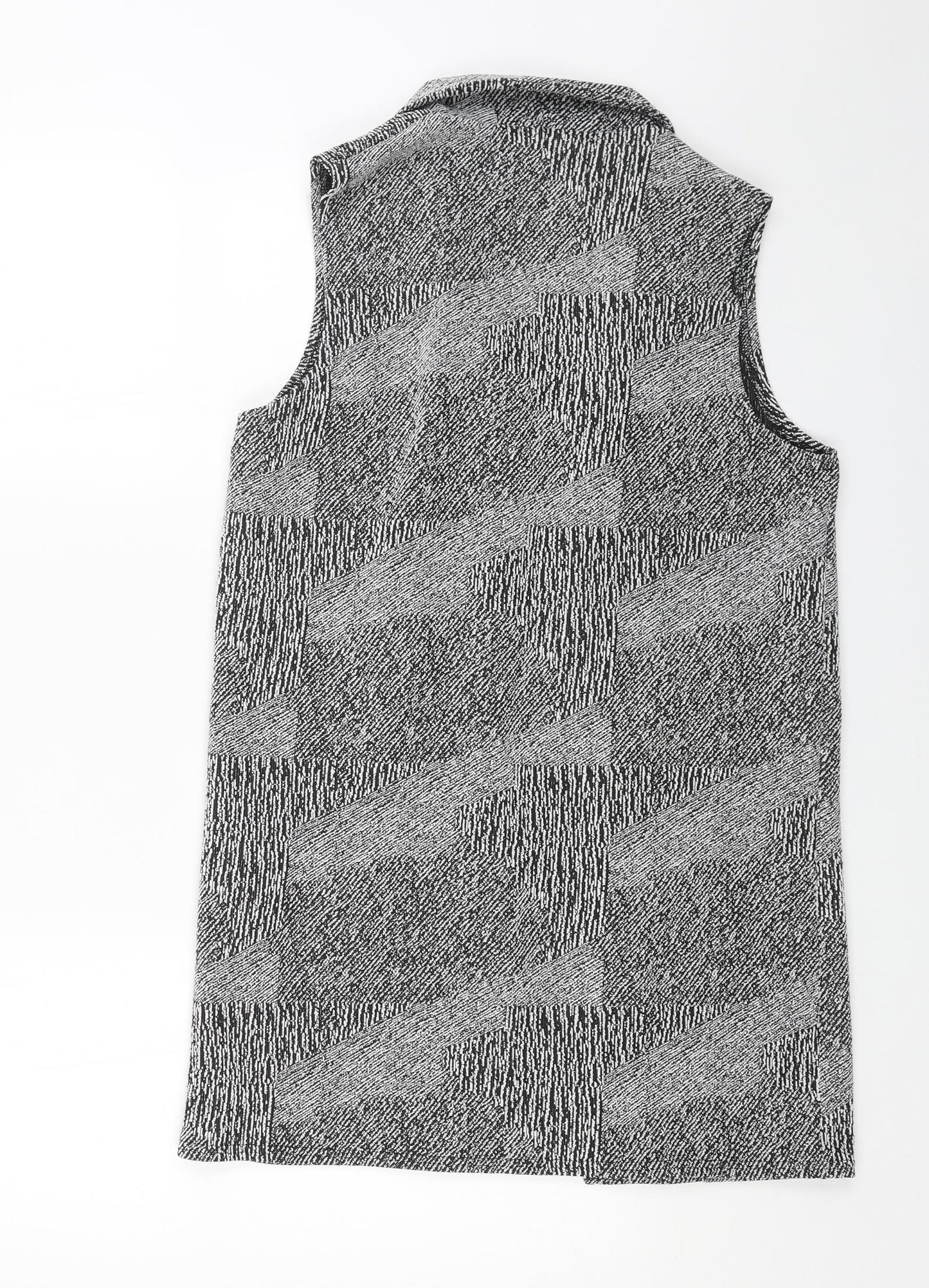 Cameo Rose Womens Grey V-Neck Geometric Polyester Cardigan Jumper Size 10