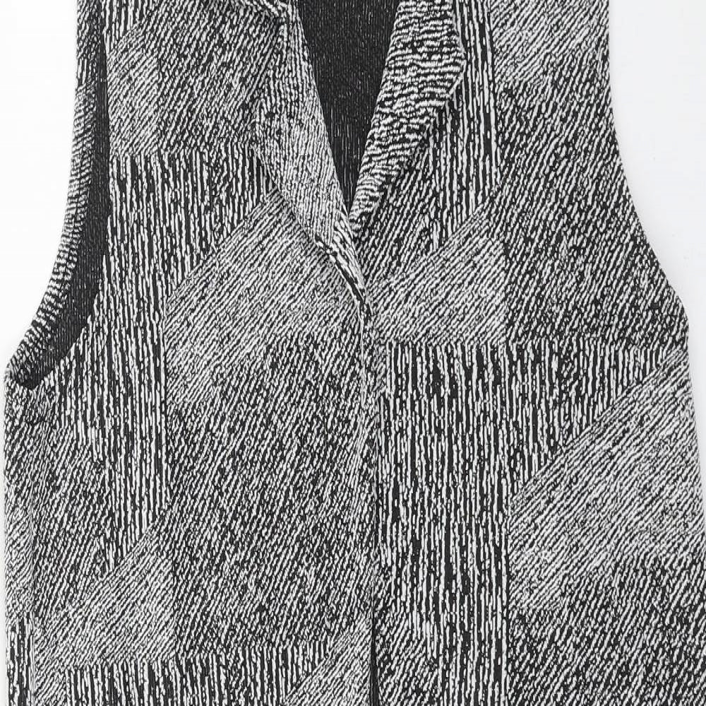 Cameo Rose Womens Grey V-Neck Geometric Polyester Cardigan Jumper Size 10