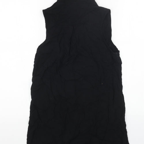 H&M Womens Black Viscose Basic Button-Up Size 8 Collared