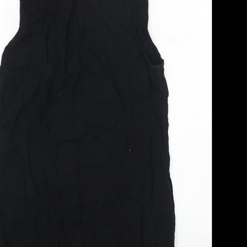 H&M Womens Black Viscose Basic Button-Up Size 8 Collared