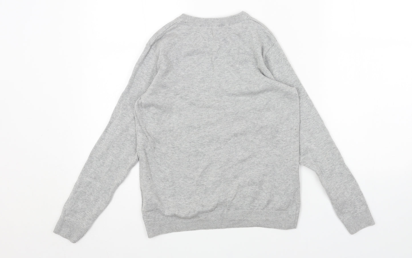 H&M Boys Grey Round Neck Acrylic Pullover Jumper Size 9-10 Years Pullover - Merry Christmas