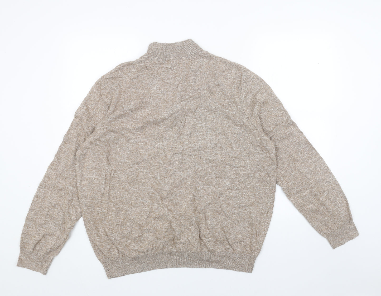 M&Co Mens Beige Mock Neck Cotton Pullover Jumper Size 2XL Long Sleeve