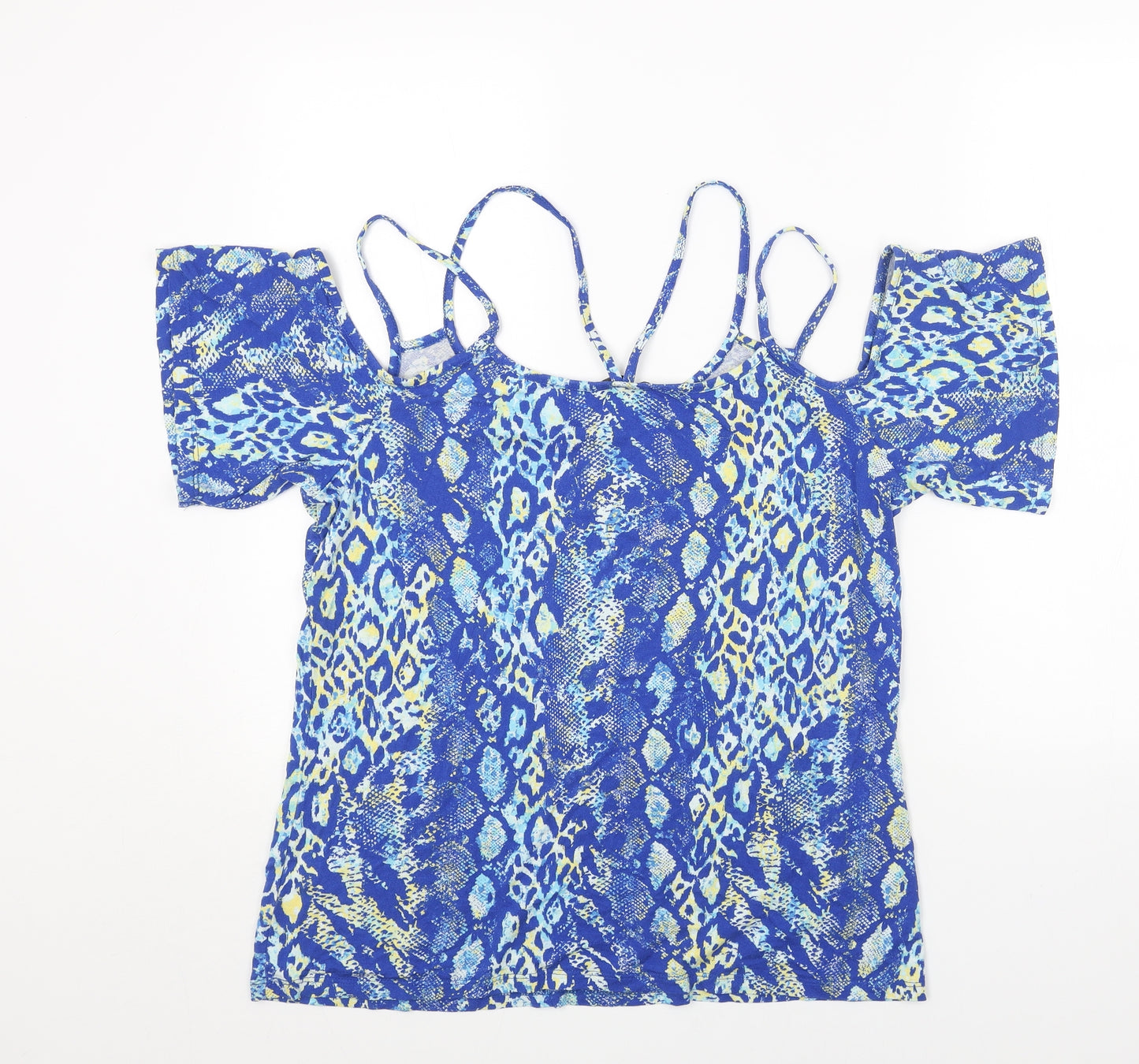 George Womens Blue Animal Print Viscose Basic Blouse Size 16 Boat Neck - Snake Print