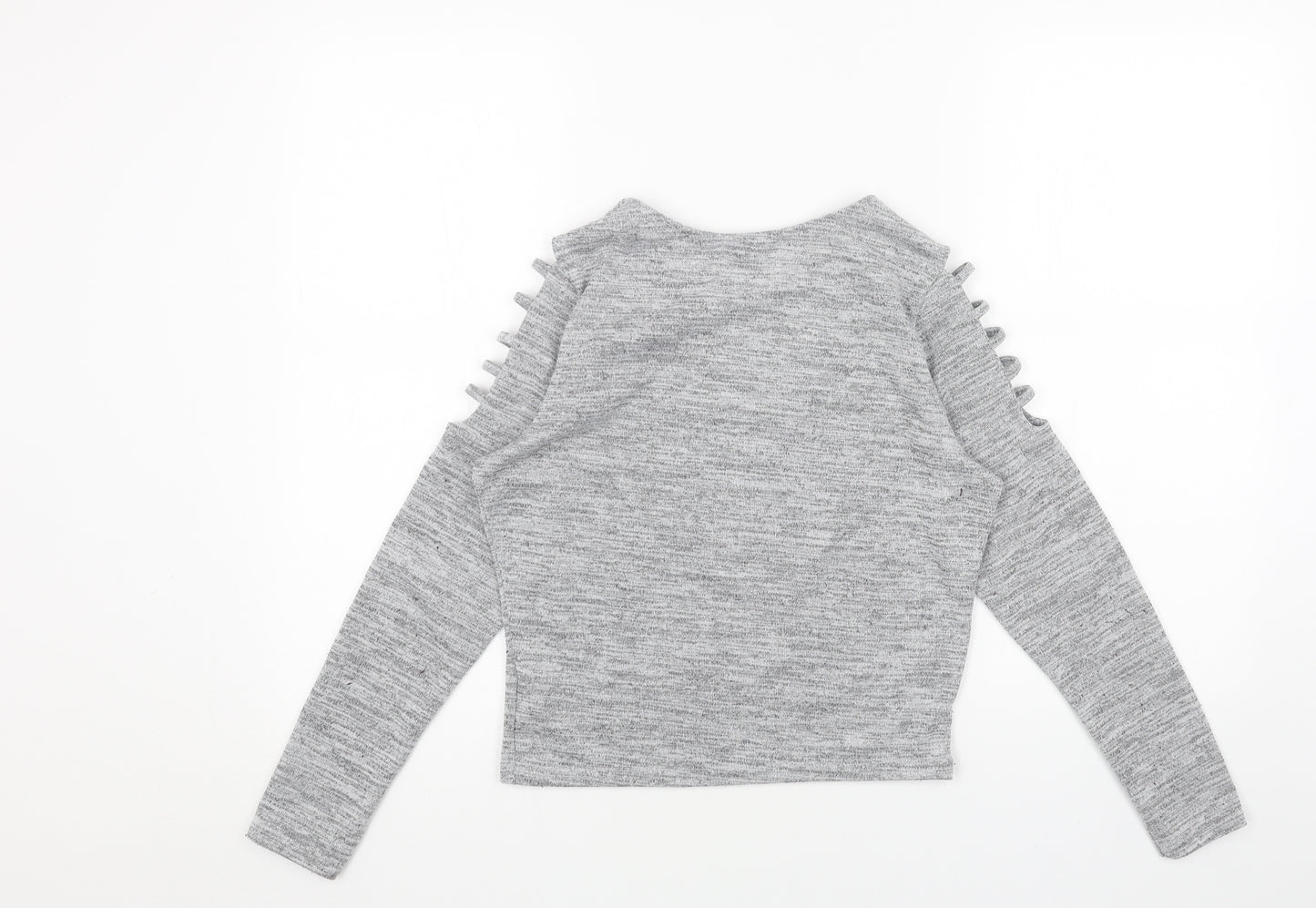 New Look Girls Grey Round Neck Polyester Pullover Jumper Size 14-15 Years Pullover - Cold Shoulder