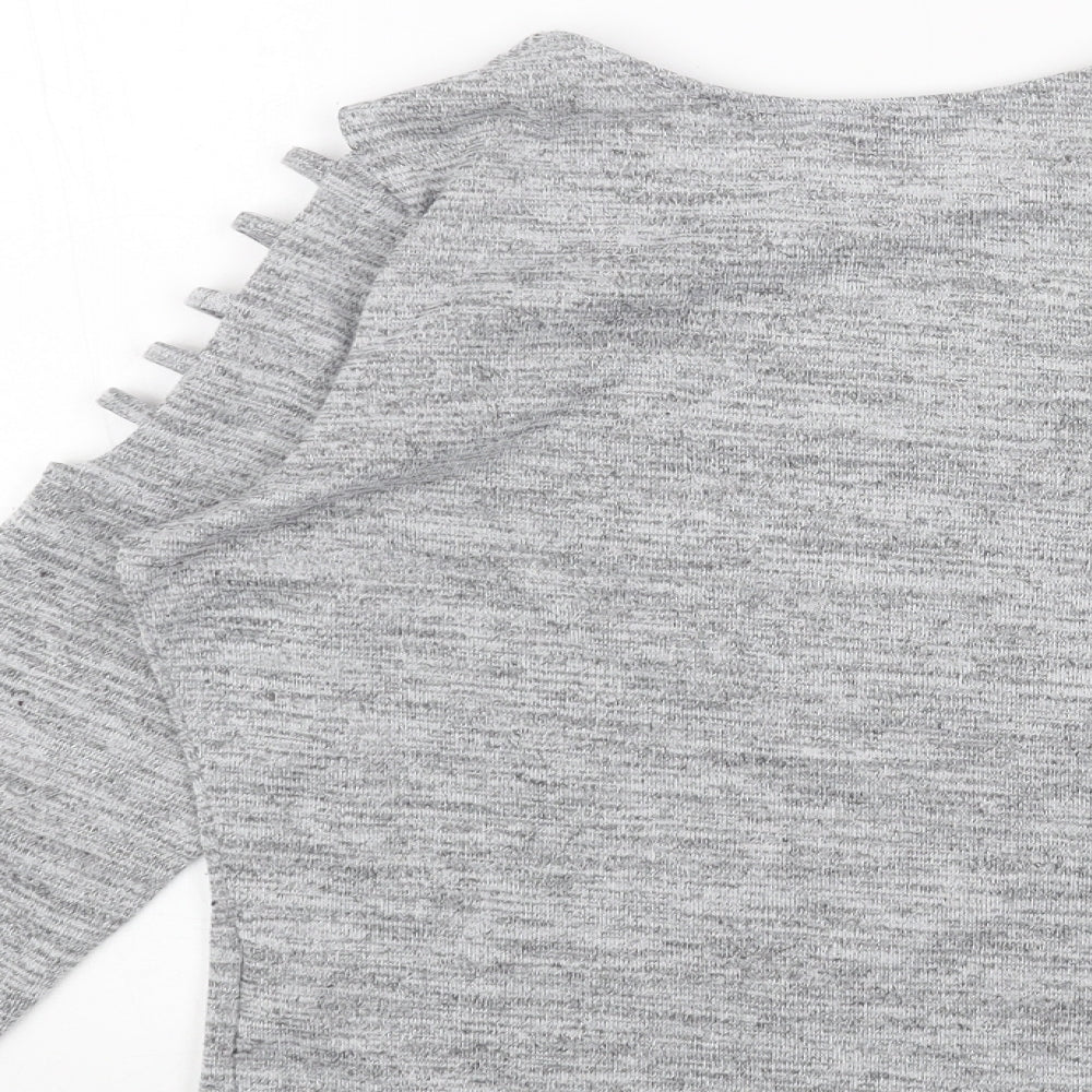 New Look Girls Grey Round Neck Polyester Pullover Jumper Size 14-15 Years Pullover - Cold Shoulder