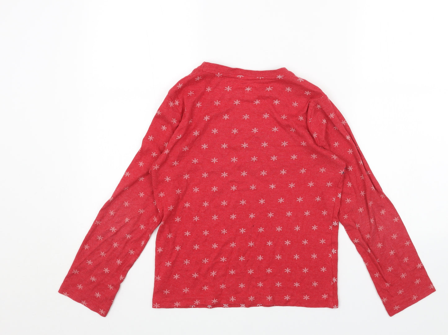 Primark Girls Red Geometric Cotton Basic T-Shirt Size 10-11 Years Round Neck Pullover