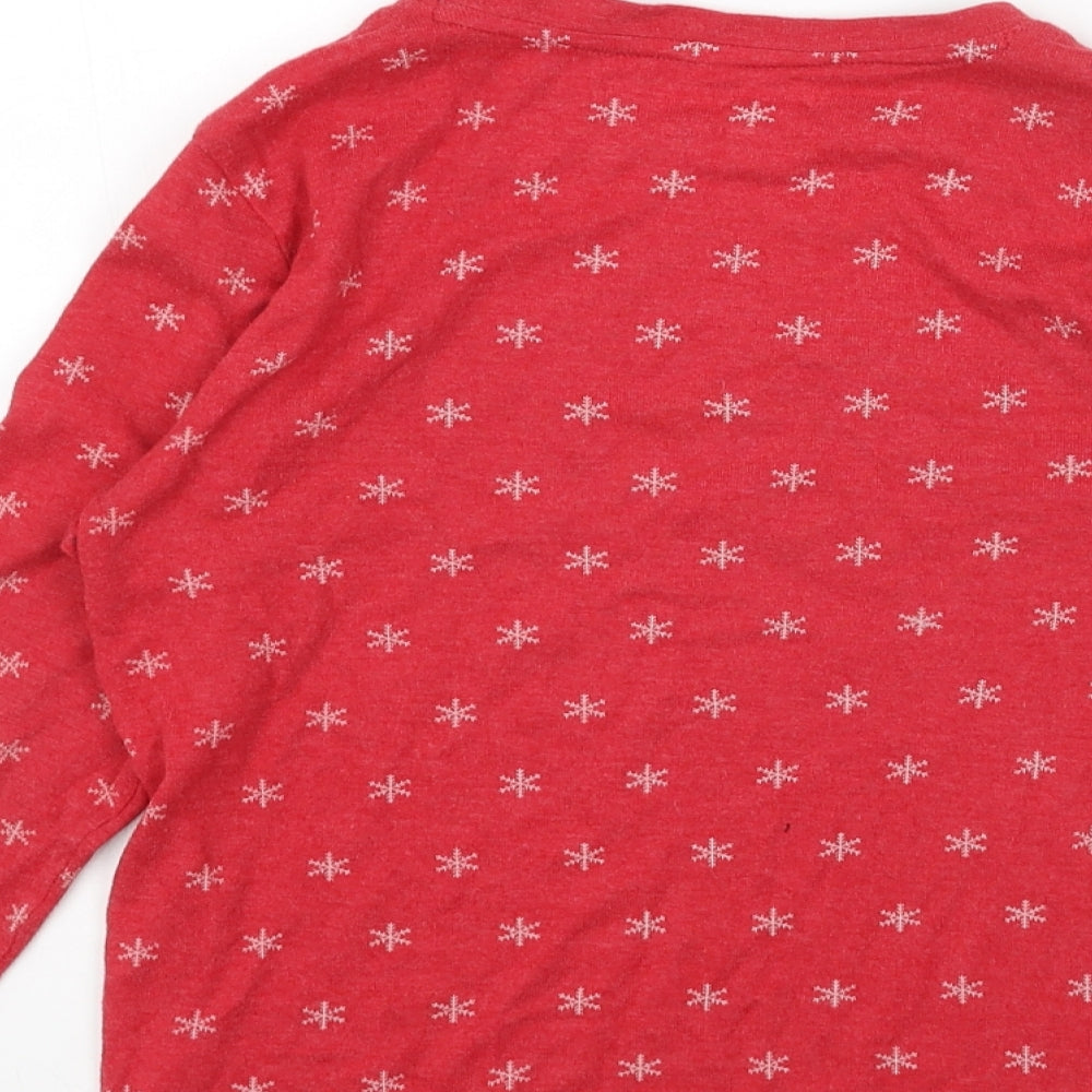Primark Girls Red Geometric Cotton Basic T-Shirt Size 10-11 Years Round Neck Pullover
