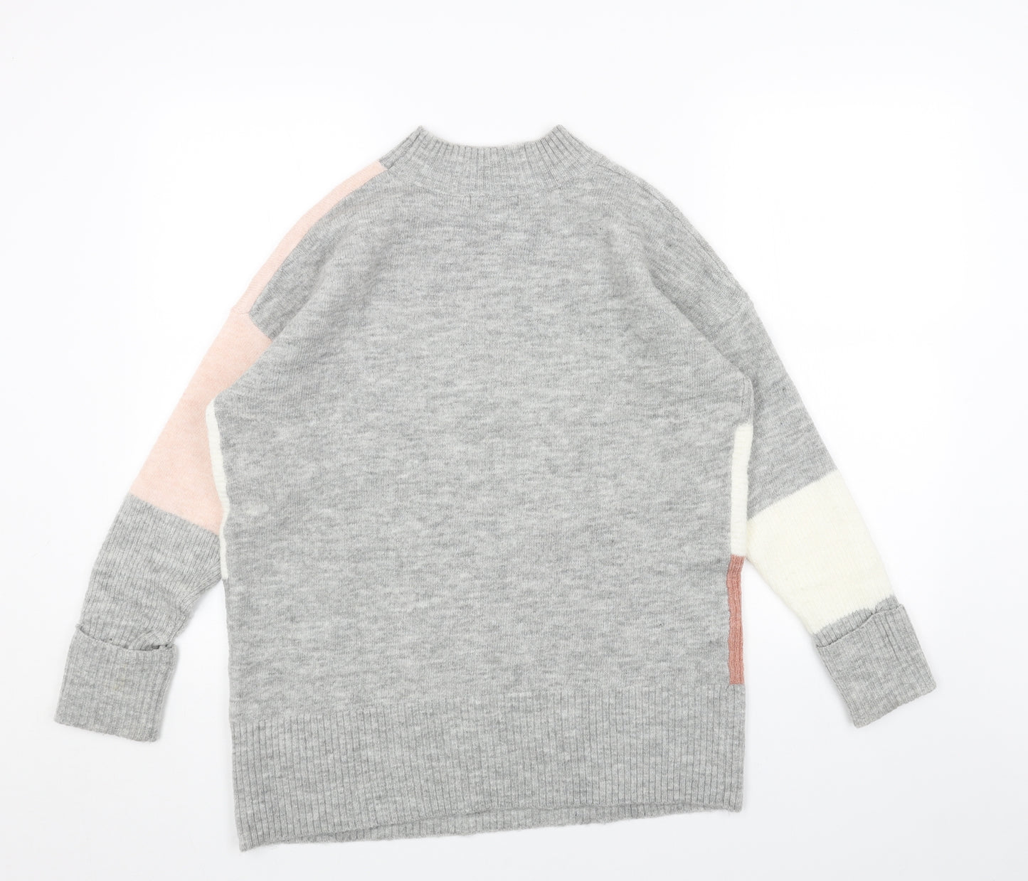 New Look Womens Grey Crew Neck Acrylic Pullover Jumper Size M