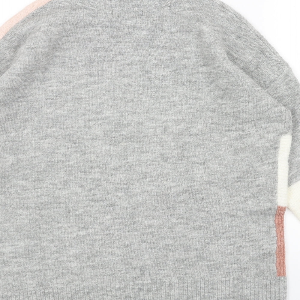 New Look Womens Grey Crew Neck Acrylic Pullover Jumper Size M