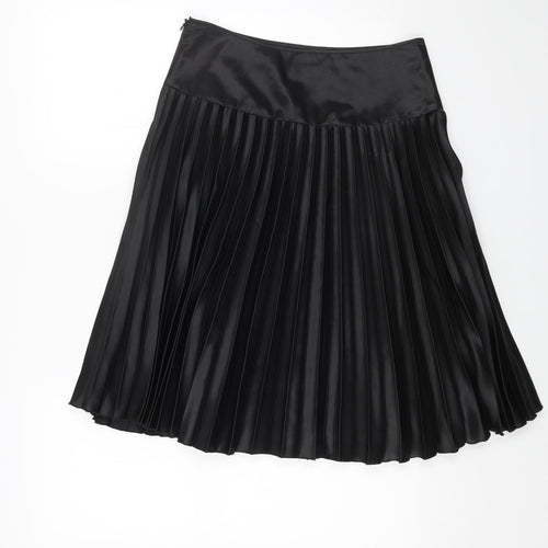Papaya Womens Black Polyester Pleated Skirt Size 32 in Zip