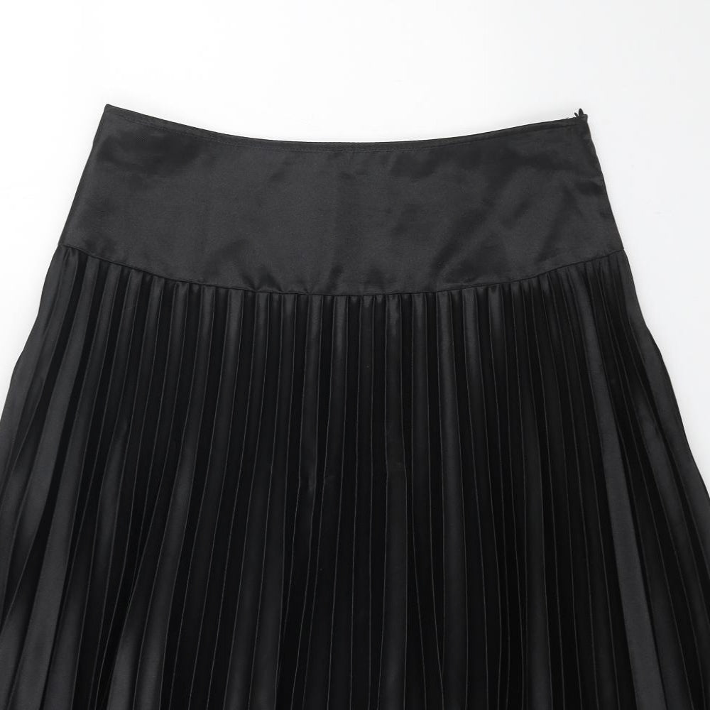 Papaya Womens Black Polyester Pleated Skirt Size 32 in Zip