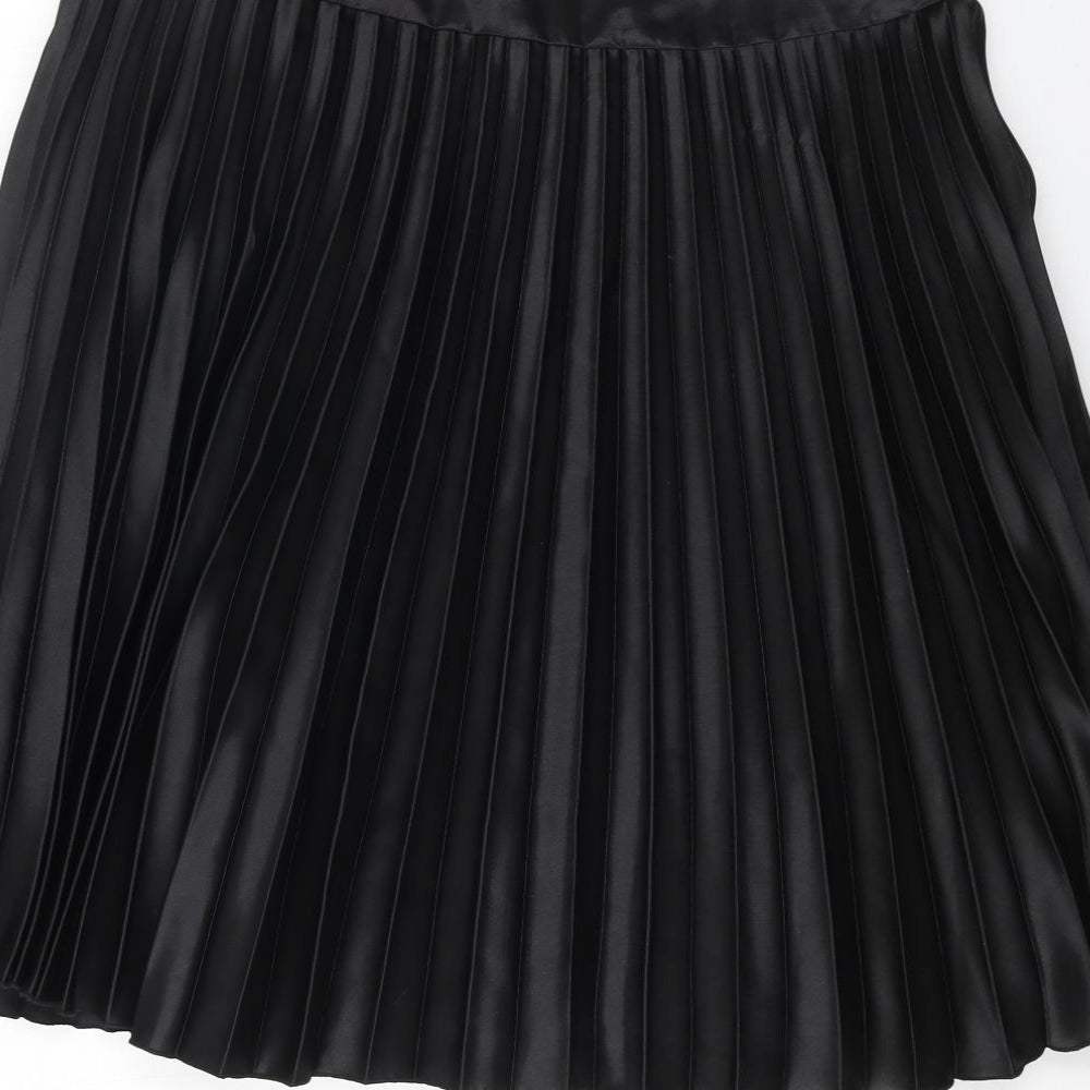 Papaya Womens Black Polyester Pleated Skirt Size 32 in Zip