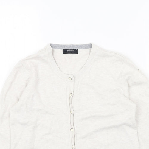 Papaya Womens White Round Neck Viscose Cardigan Jumper Size 10