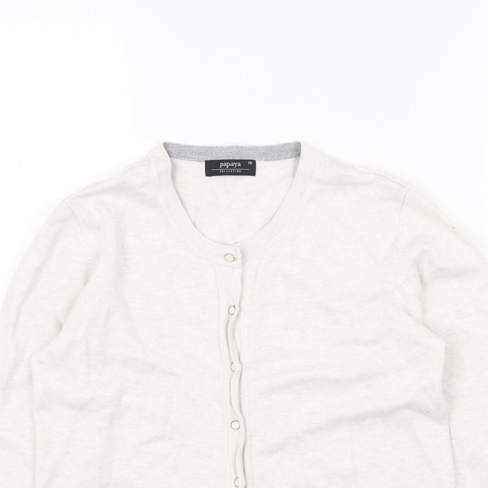 Papaya Womens White Round Neck Viscose Cardigan Jumper Size 10
