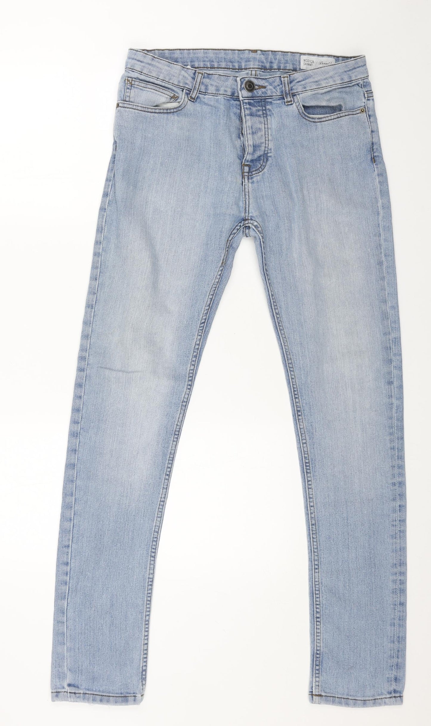 Denim & Co. Mens Blue Cotton Skinny Jeans Size 32 in L34 in Regular Button