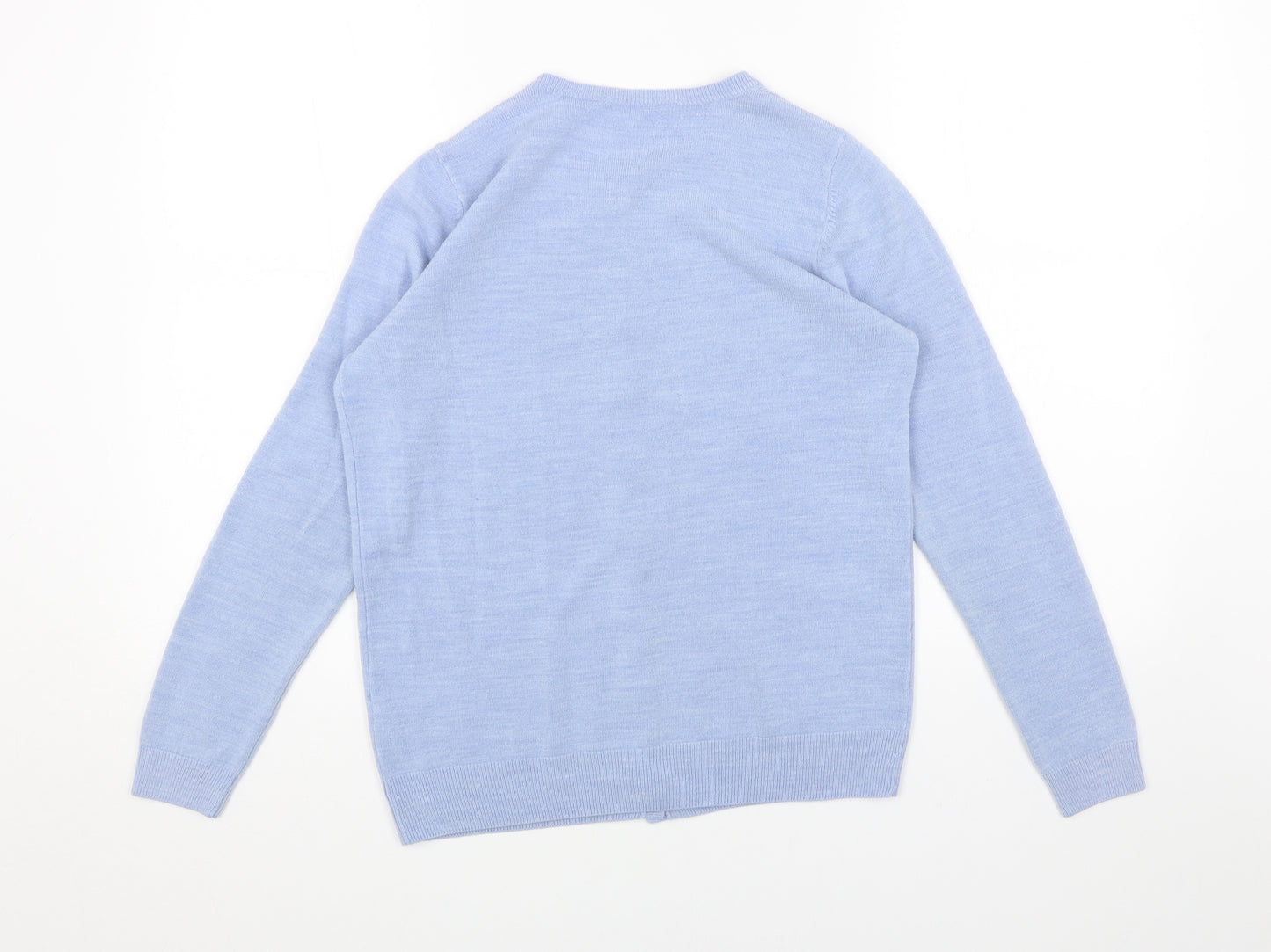 BHS Womens Blue Round Neck Acrylic Cardigan Jumper Size 10